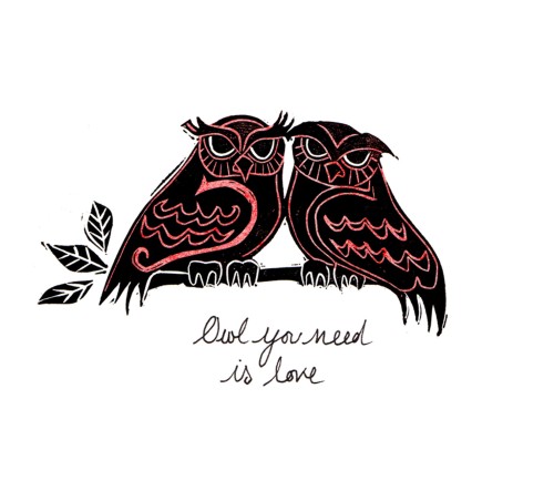 Owl you need is love. Lino design.